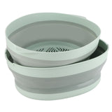 Double Layer Drain Basket Separate Design Foldable Portable Fruit Vegetable Storage Basket for Kitchen Outdoor Travel Green Large
