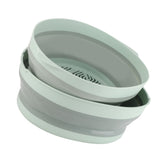 Double Layer Drain Basket Separate Design Foldable Portable Fruit Vegetable Storage Basket for Kitchen Outdoor Travel Green Large