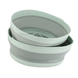 Double Layer Drain Basket Separate Design Foldable Portable Fruit Vegetable Storage Basket for Kitchen Outdoor Travel Green Large - Top-Down View