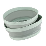 Double Layer Drain Basket Separate Design Foldable Portable Fruit Vegetable Storage Basket for Kitchen Outdoor Travel Green Large - 45-Degree Angle