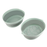 Double Layer Drain Basket Separate Design Foldable Portable Fruit Vegetable Storage Basket for Kitchen Outdoor Travel Green Large