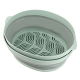 Double Layer Drain Basket Separate Design Foldable Portable Fruit Vegetable Storage Basket for Kitchen Outdoor Travel Green Large