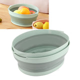 Double Layer Drain Basket Separate Design Foldable Portable Fruit Vegetable Storage Basket for Kitchen Outdoor Travel Green Large