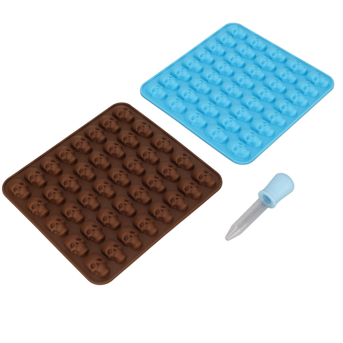 Skull Silicone Mold Ice Cube Tray Mold for Halloween Decor Dessert Chocolate 2Pcs Brown Blue