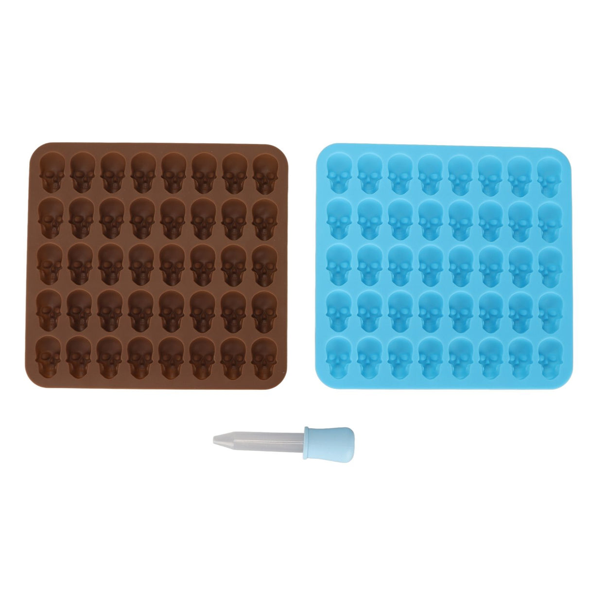 Skull Silicone Mold Ice Cube Tray Mold for Halloween Decor Dessert Chocolate 2Pcs Brown Blue