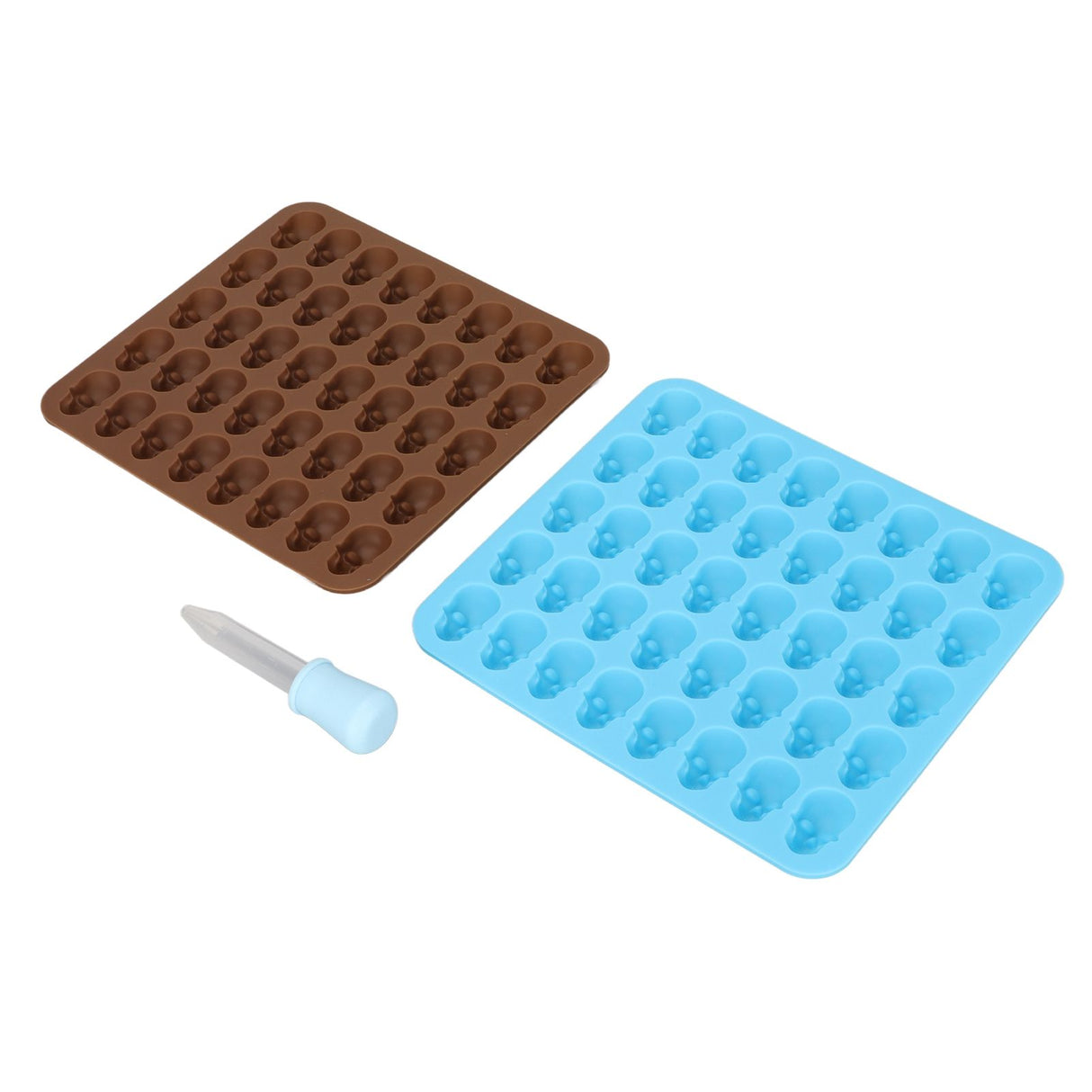 Skull Silicone Mold Ice Cube Tray Mold for Halloween Decor Dessert Chocolate 2Pcs Brown Blue