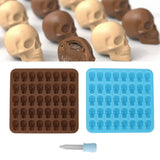Skull Silicone Mold Ice Cube Tray Mold for Halloween Decor Dessert Chocolate 2Pcs Brown Blue