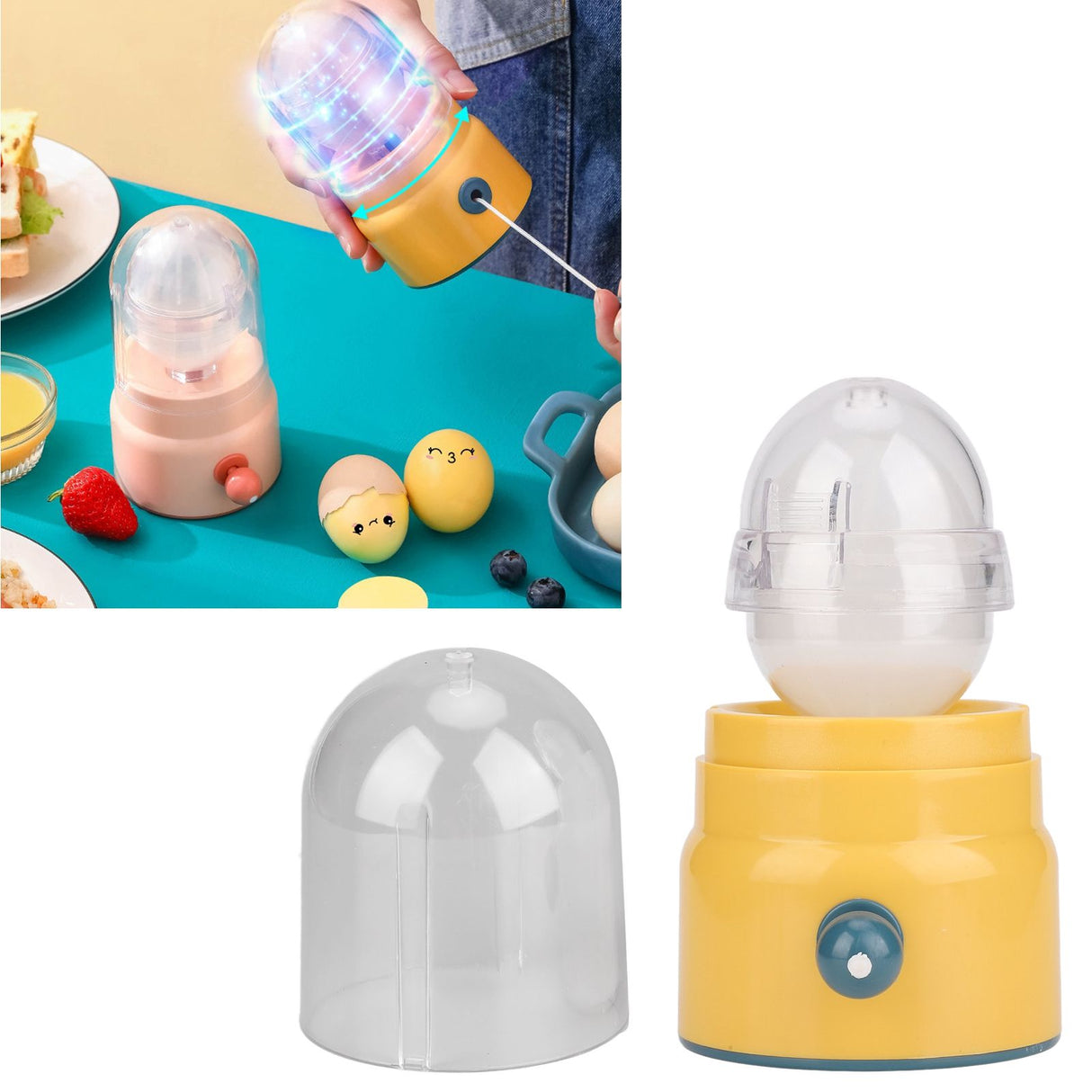 Egg Scrambler Shaker Manual Home Egg Spinner Egg Yolk White Mixer Golden Egg Maker Yellow