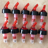 6pcs Bottle Pourers Spout Food Grade Plastic Liquid Dispenser Bottle Nozzle Barware For Wine Cocktail Red - Top-Down View