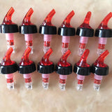 6pcs Bottle Pourers Spout Food Grade Plastic Liquid Dispenser Bottle Nozzle Barware For Wine Cocktail Red - 45-Degree Angle