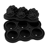 Rose Ice Cube Tray Silicone 6 Cubes No BPA Ice Making Accessory with Lid for Cocktail Whisky Black