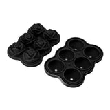 Rose Ice Cube Tray Silicone 6 Cubes No BPA Ice Making Accessory with Lid for Cocktail Whisky Black
