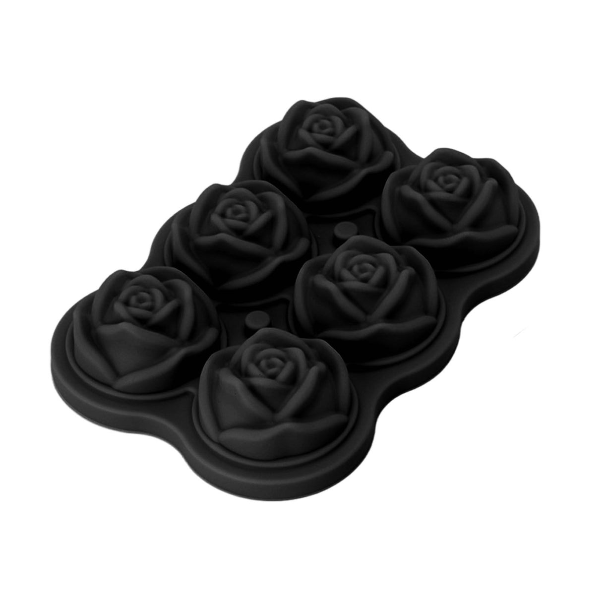 Rose Ice Cube Tray Silicone 6 Cubes No BPA Ice Making Accessory with Lid for Cocktail Whisky Black