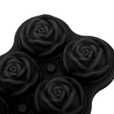 Rose Ice Cube Tray Silicone 6 Cubes No BPA Ice Making Accessory with Lid for Cocktail Whisky Black