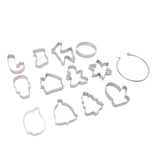 12pcs Christmas Cookie Cutters Christmas Theme Quick Release Stainless Steel Cookie Cutters Silver with Storage Rings for Cake