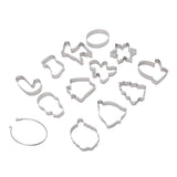 12pcs Christmas Cookie Cutters Christmas Theme Quick Release Stainless Steel Cookie Cutters Silver with Storage Rings for Cake - Side View