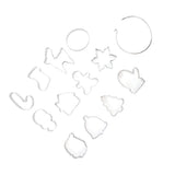 12pcs Christmas Cookie Cutters Christmas Theme Quick Release Stainless Steel Cookie Cutters Silver with Storage Rings for Cake - 45-Degree Angle