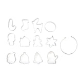 12pcs Christmas Cookie Cutters Christmas Theme Quick Release Stainless Steel Cookie Cutters Silver with Storage Rings for Cake - Rear View