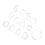 12pcs Christmas Cookie Cutters Christmas Theme Quick Release Stainless Steel Cookie Cutters Silver with Storage Rings for Cake - Low Angle