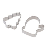 12pcs Christmas Cookie Cutters Christmas Theme Quick Release Stainless Steel Cookie Cutters Silver with Storage Rings for Cake - Extra Image