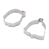12pcs Christmas Cookie Cutters Christmas Theme Quick Release Stainless Steel Cookie Cutters Silver with Storage Rings for Cake