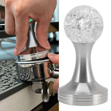 Crystal Ball Coffee Flat Tamper Stainless Steel Base Powder Hammer for Coffee Accessories Silver 53mm - Extra Image