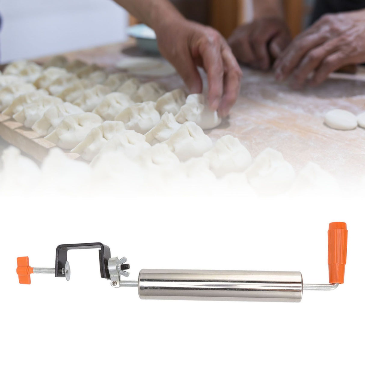 Rolling Pin Stainless Steel Dough Roller Fixed 360° Rotation for Pastry Bread Pizza L