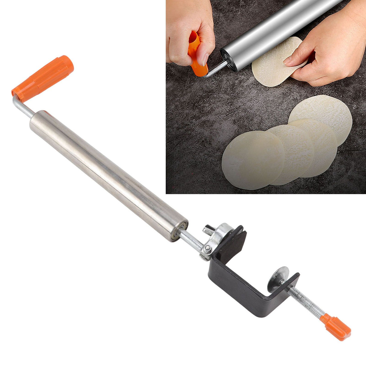 Rolling Pin Stainless Steel Dough Roller Fixed 360° Rotation for Pastry Bread Pizza S