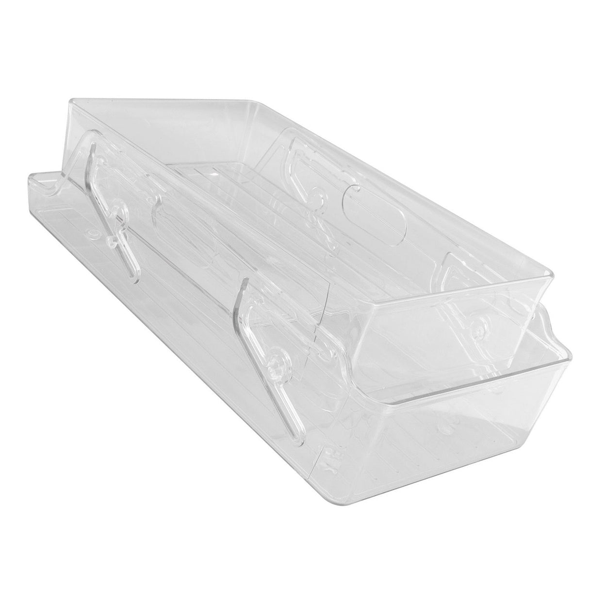 Automatic Rolling Beverage Soda Can Storage Organizer Double Layers Plastic Refrigerator Can Holder Dispenser Bin