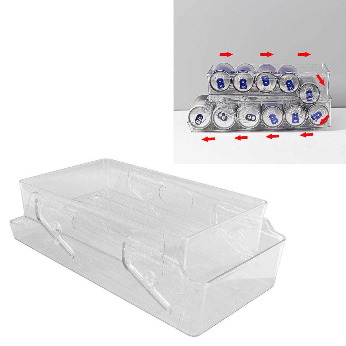 Automatic Rolling Beverage Soda Can Storage Organizer Double Layers Plastic Refrigerator Can Holder Dispenser Bin