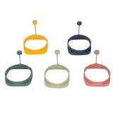 5 PCS Handle Egg Frying Rings Silicone Double Sided Egg Rings Quadrate Round Dual Use Omelet Mold