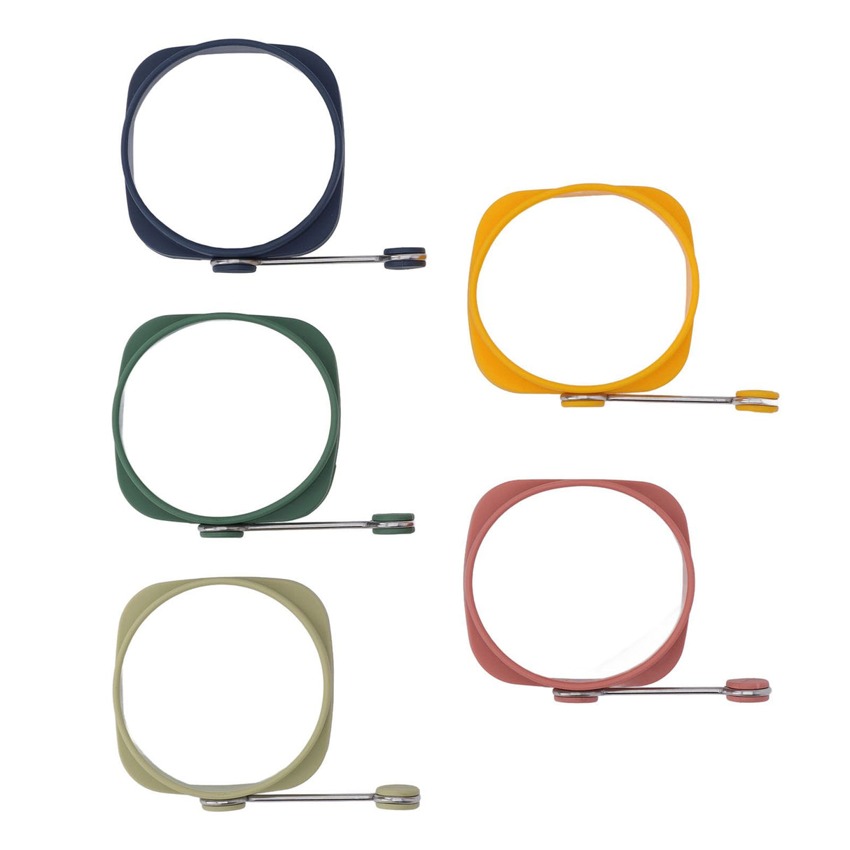 5 PCS Handle Egg Frying Rings Silicone Double Sided Egg Rings Quadrate Round Dual Use Omelet Mold