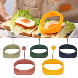 5 PCS Handle Egg Frying Rings Silicone Double Sided Egg Rings Quadrate Round Dual Use Omelet Mold
