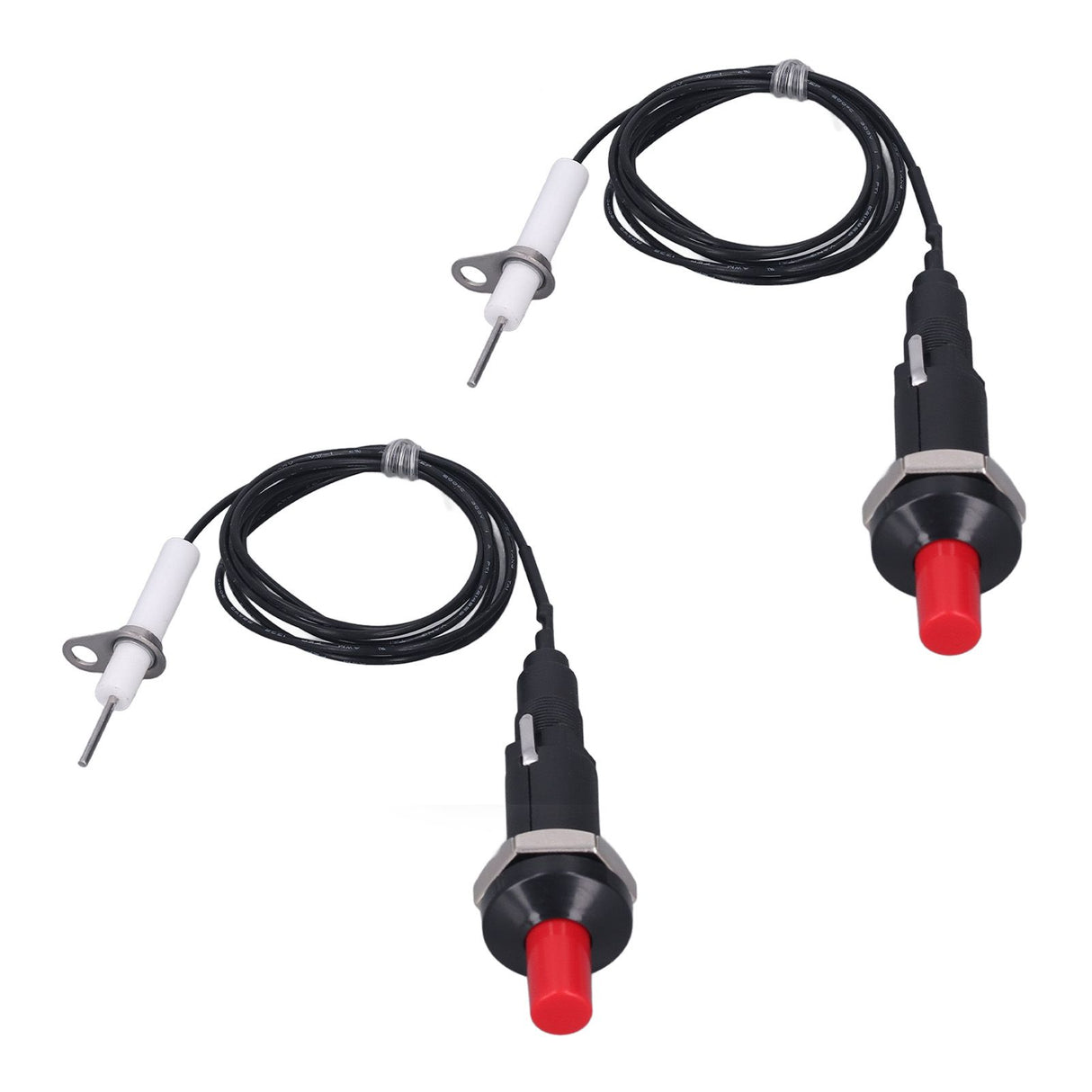 2 Pcs Piezo Igniter 1 Out 2 Push Button with Ignition Needle Wire 1 Meter Piezoelectric Ignition for Fireplace Oven Heater Kitchen