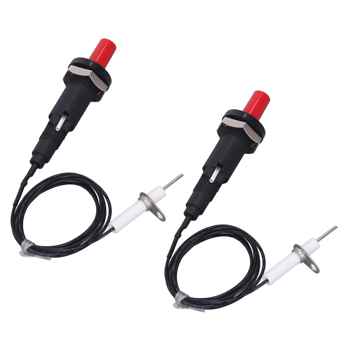 2 Pcs Piezo Igniter 1 Out 2 Push Button with Ignition Needle Wire 1 Meter Piezoelectric Ignition for Fireplace Oven Heater Kitchen