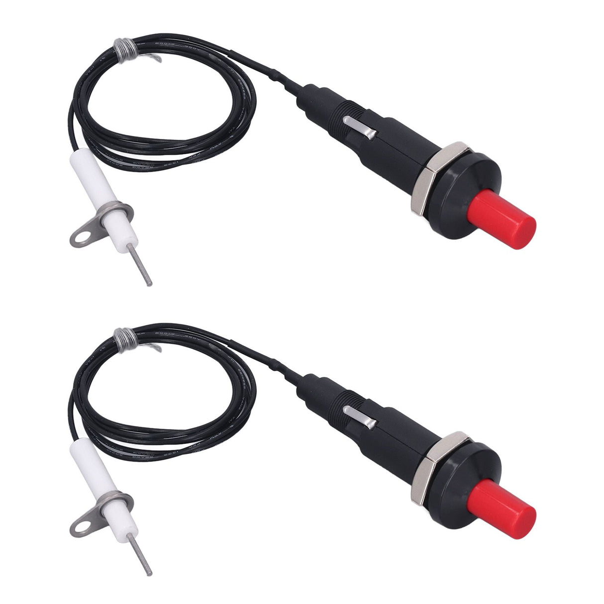 2 Pcs Piezo Igniter 1 Out 2 Push Button with Ignition Needle Wire 1 Meter Piezoelectric Ignition for Fireplace Oven Heater Kitchen