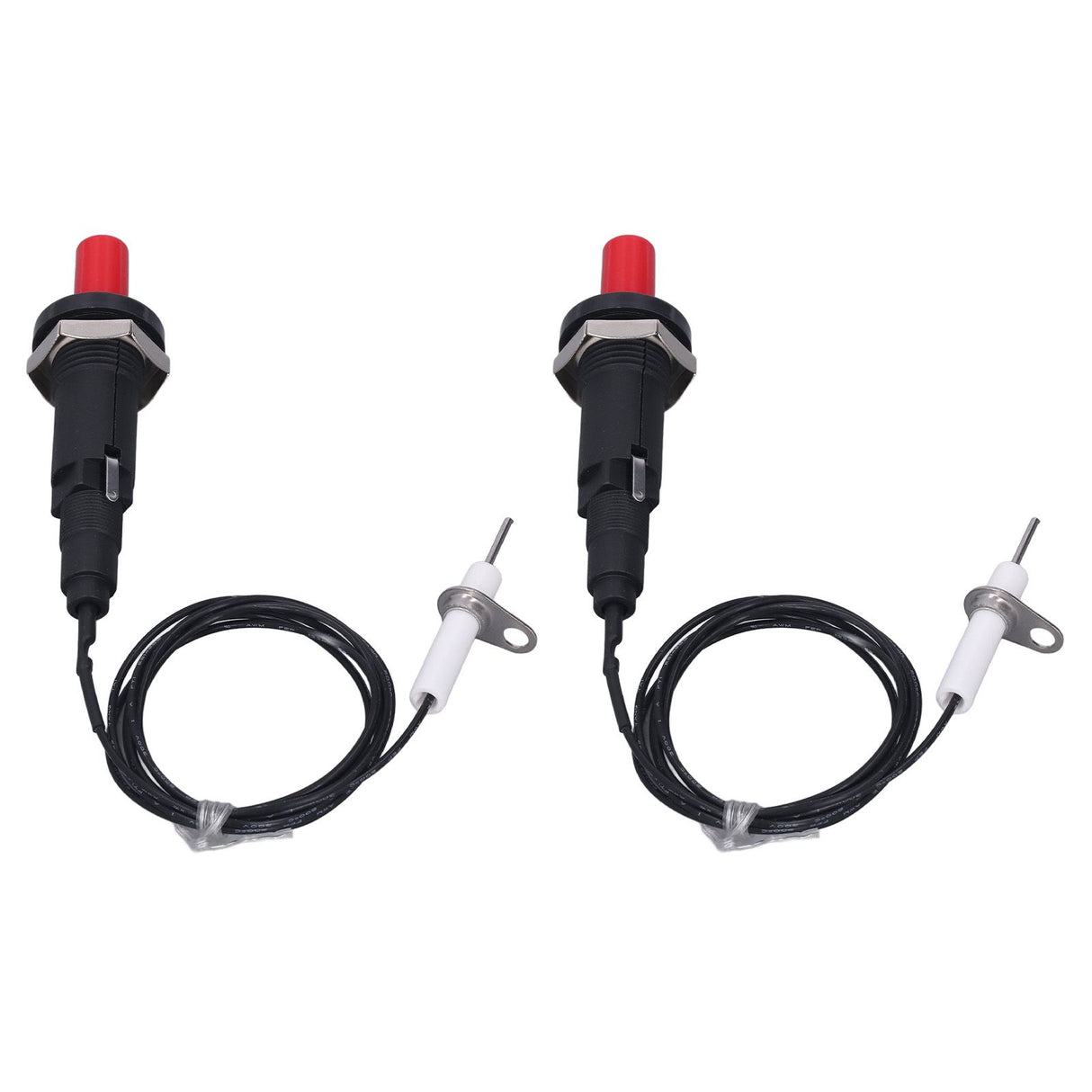 2 Pcs Piezo Igniter 1 Out 2 Push Button with Ignition Needle Wire 1 Meter Piezoelectric Ignition for Fireplace Oven Heater Kitchen