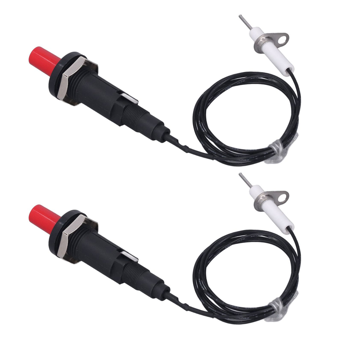 2 Pcs Piezo Igniter 1 Out 2 Push Button with Ignition Needle Wire 1 Meter Piezoelectric Ignition for Fireplace Oven Heater Kitchen