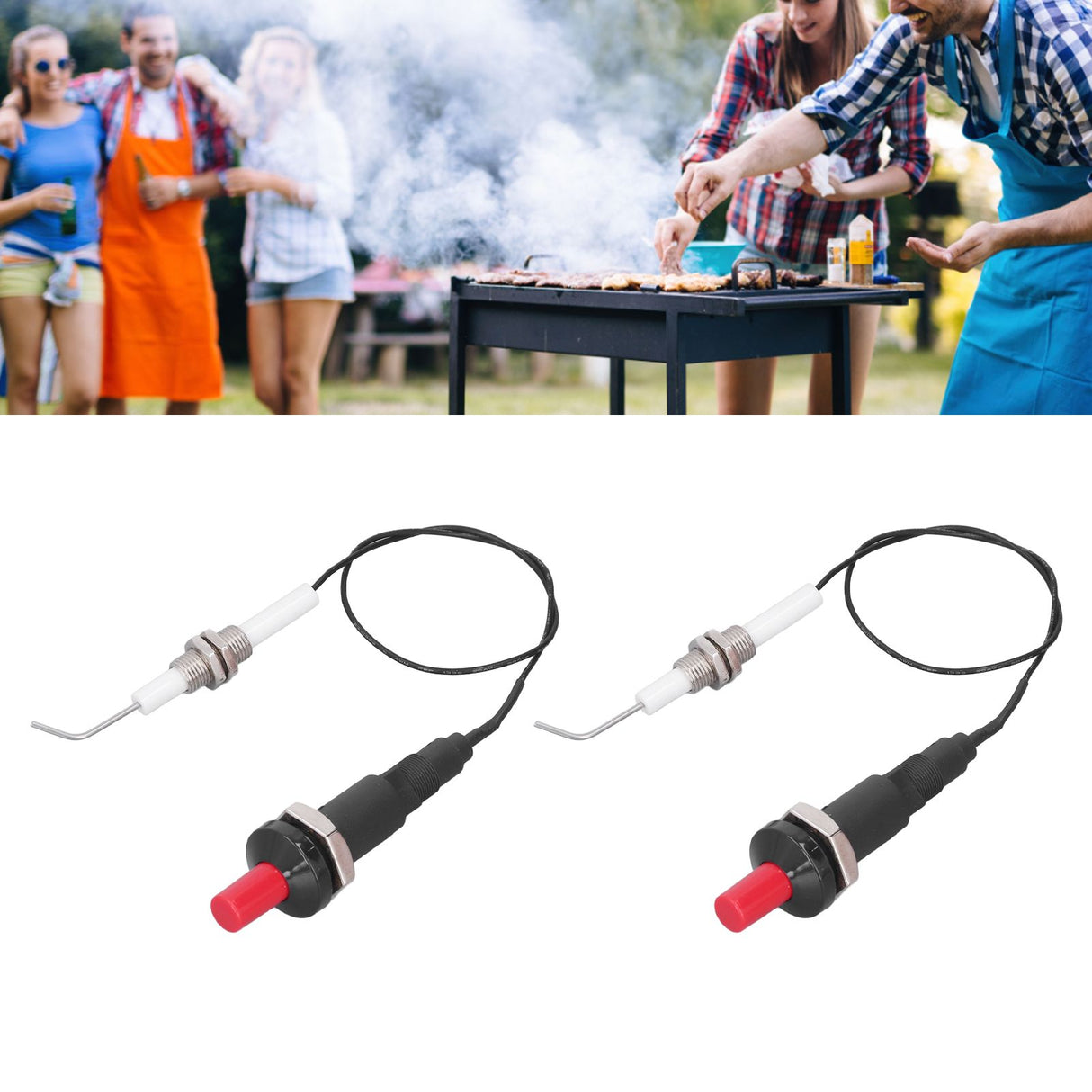 2 Sets Grill Stove Igniter Set Plastic Push Type Universal Threaded Grill Stove Spark Ignition for Kitchen Accessories