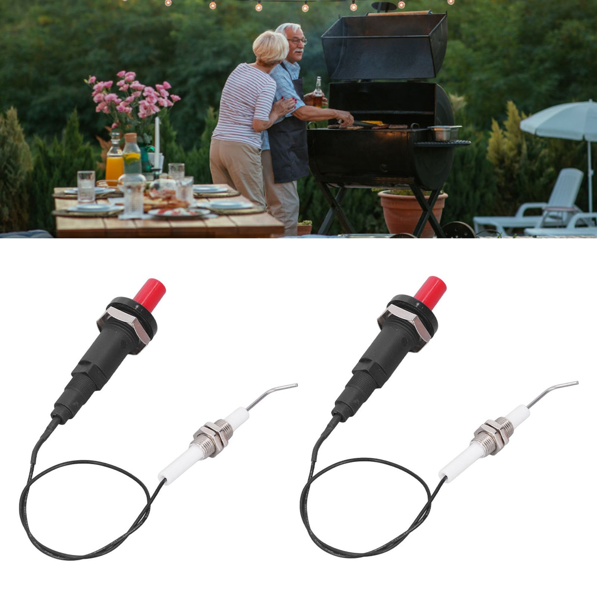 2 Sets Grill Stove Igniter Set Plastic Push Type Universal Threaded Grill Stove Spark Ignition for Kitchen Accessories