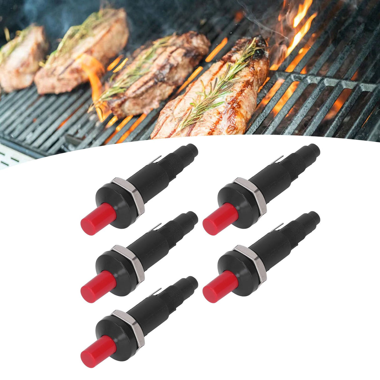5PCS Piezo Igniter 1 Out 2 Spark PP Shell Push Button Grill Igniters for Outdoor Cooking