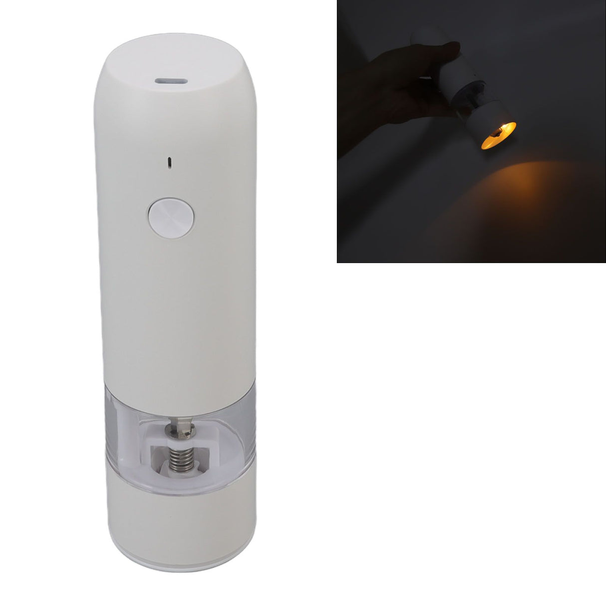Electric Pepper Grinder Adjustable Coarseness Portable Pepper Mill for Pepper Salt Cayenne Cloves Vanilla White