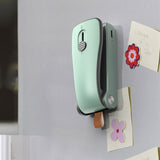 Mini Bag Sealer 2 in 1 Heat Sealer and Cutter Bottom Magnetic Handheld Plastic Bag Resealer Machine for Home Gray Green Polymer Battery Powered - Front View