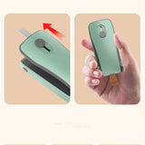 Mini Bag Sealer 2 in 1 Heat Sealer and Cutter Bottom Magnetic Handheld Plastic Bag Resealer Machine for Home Gray Green Polymer Battery Powered