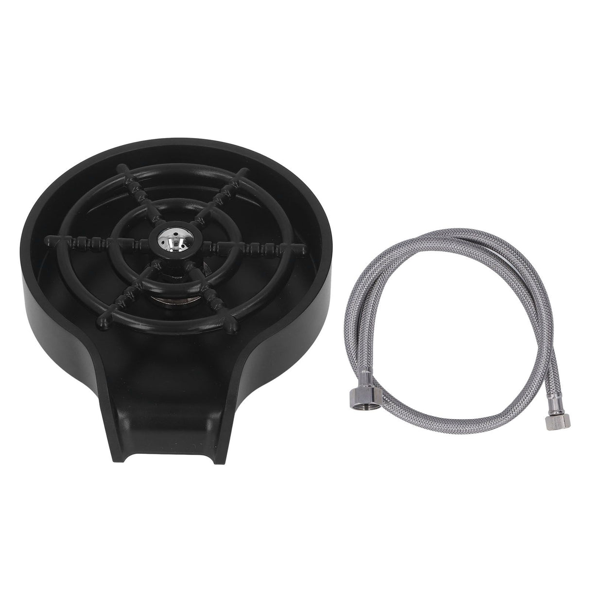 High Pressure Sink Glass Rinser Bar Automatic Cup Washer Kit with ABS Base 80cm Hose Black