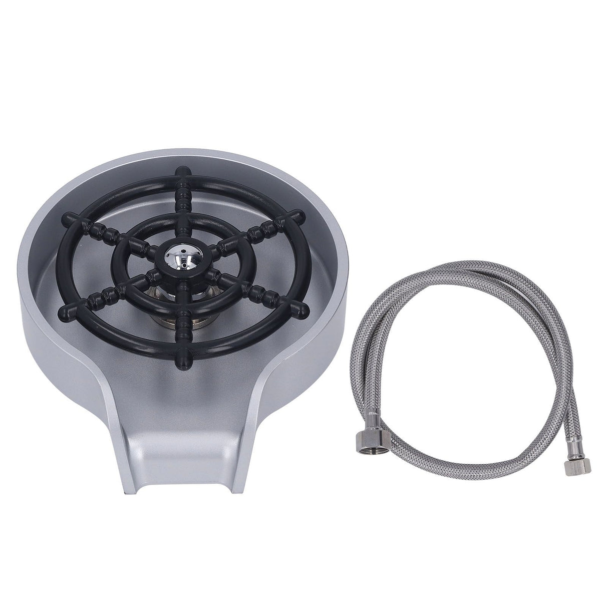 High Pressure Sink Glass Rinser Bar Automatic Cup Washer Kit with ABS Base 80cm Hose Silver