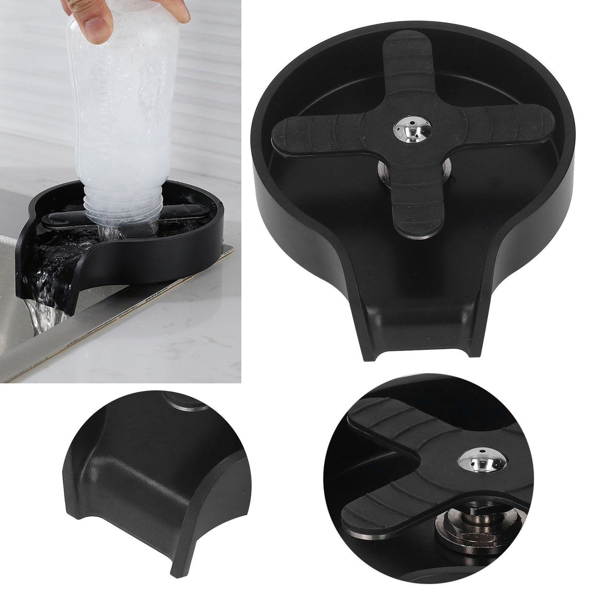 Glass Rinser High Pressure Automatic Cup Washer Sinks Replacement Accessories for Bar Kitchen Sink Black