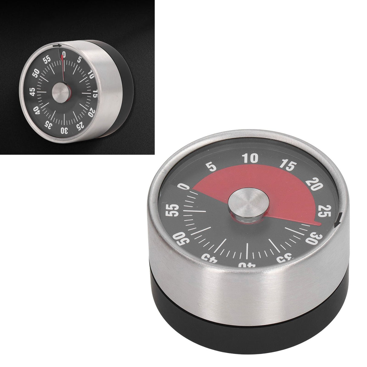 Magnetic Timer Magnet Design Stainless Steel 70db Alert High Accuracy Visual Timer for Kitchen Cooking Management Black