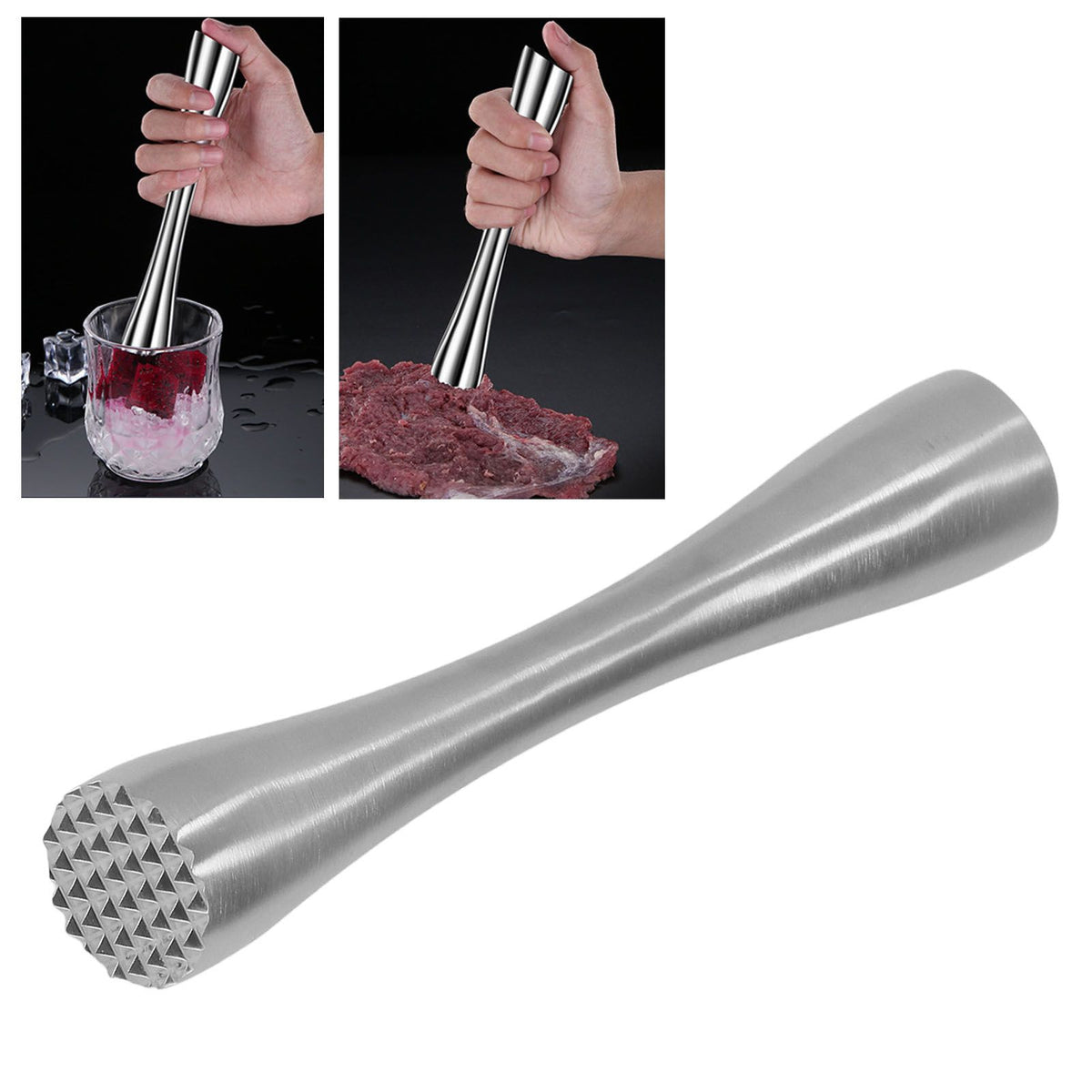 Stainless Steel Cocktail Muddler Food Grade Ergonomic One Piece Forging Drink Muddler for Kitchen Bar Short Handle