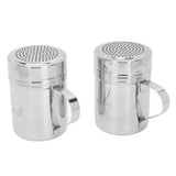2pcs Stainless Steel Dredge Shaker with Lid Handle Salt Sugar Shakers Seasoning Pepper Shaker for Cooking Baking